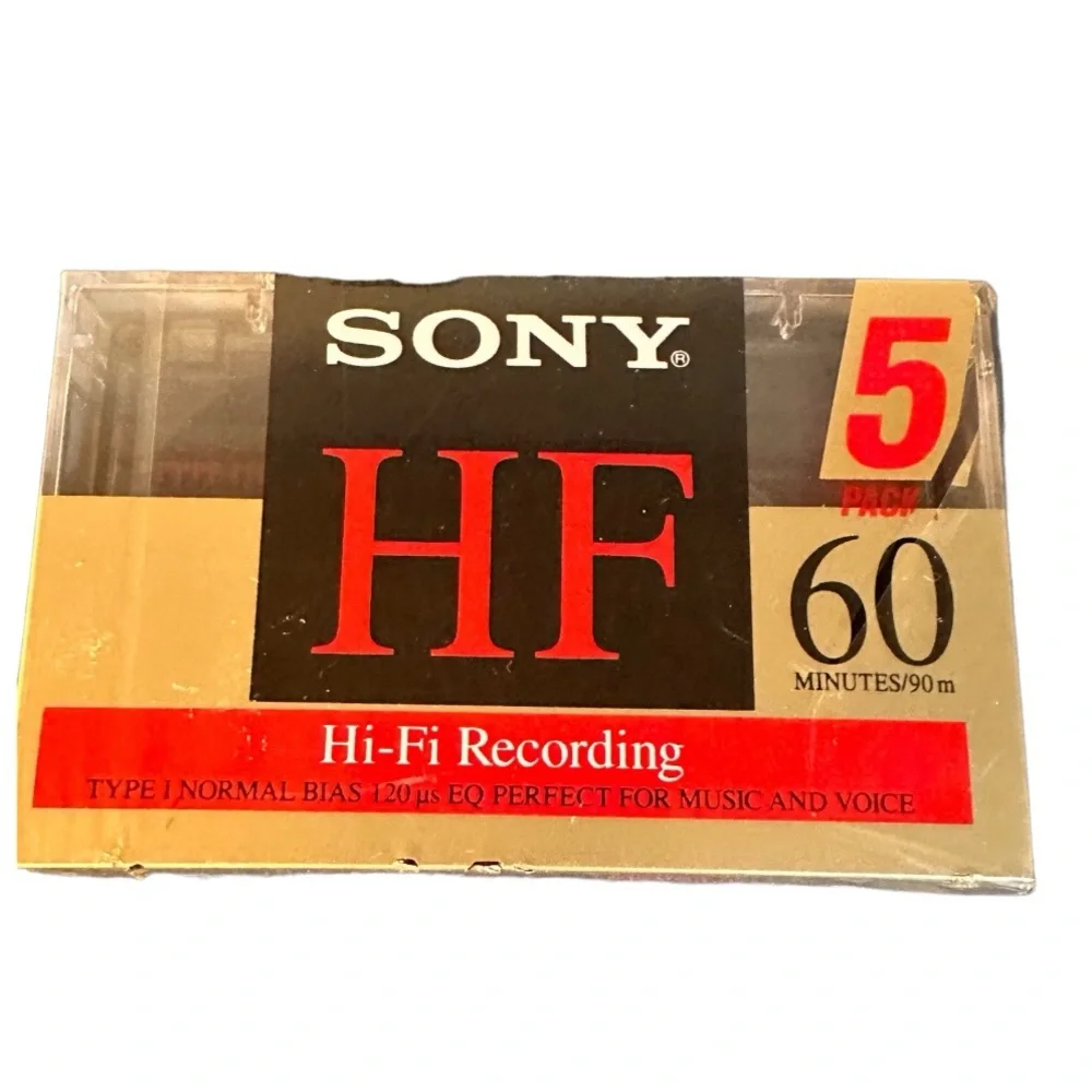 5 Pack Sony HF60 Blank Cassette Tapes Type I 60 Minutes Hi-Fi Recording Sealed